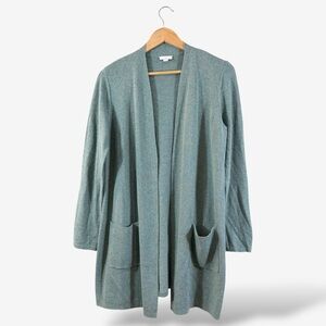J. Jill Longline Cardigan Sweater Size S Green Wool Silk Cotton Blend Minimalist